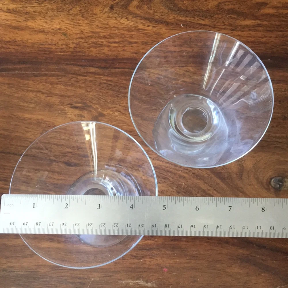 2 Crate & Barrel VIVA CLEAR Thick Stem Blown Martini Glasses (Set of 2)